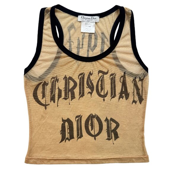 Christian Dior SS 2002 Gothic Logo Mesh Tank – Authentic
